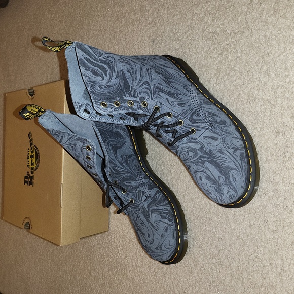 1460 Pascal Marbled Suade Lace Up Boots - Picture 2 of 7